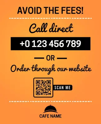 Bright Orange Café Direct Order Promotion Poster Template