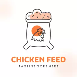 Bright Orange Chicken Feed Bag Storing Essential Nutrition Logo Template
