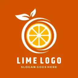 Bright Orange Citrus Design Featuring Fresh Lime Logo Template