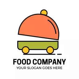 Bright Orange Cloche on a Food Truck Design Logo Template