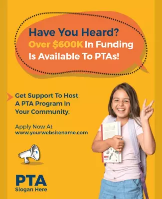 Bright Orange Community Support for PTA Funding Poster Template