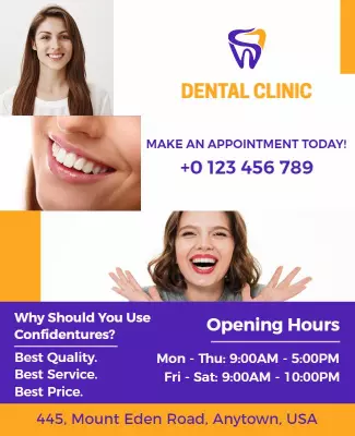 Bright Orange Dental Clinic Appointment Promotion Flyer Template