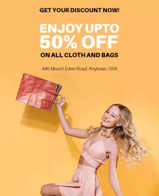 Bright Orange Discount Sale for Clothing and Bags Poster Template