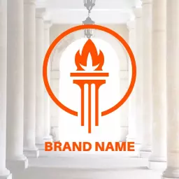 Bright Orange Flame on a Column Symbolizing Fire Logo Template