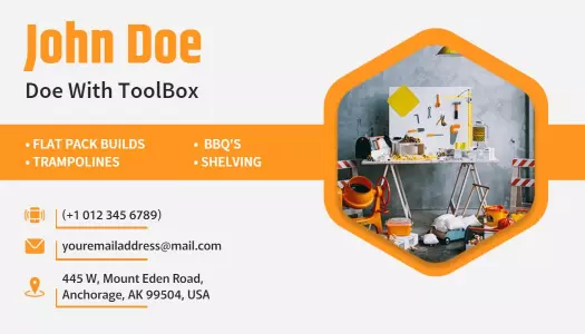 Bright Orange Handyman Toolbox Service Business Card Template