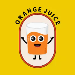 Bright Orange Juice Character Celebrating Retro Beverage Logo Template