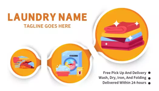 Bright Orange Laundry Service Professional Visiting Card Template
