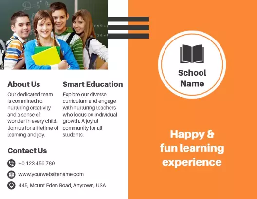 Bright Orange Minimalist School Education Experience Brochure Template