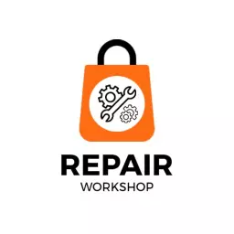 Bright Orange Repair Tools Highlighted in Workshop Logo Template