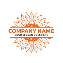 Bright Orange Sunflower Design with Company Name Logo Template