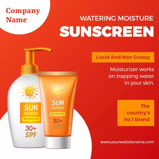 Bright Orange Sunscreen Promotion for Summer Skin Care Ad Template