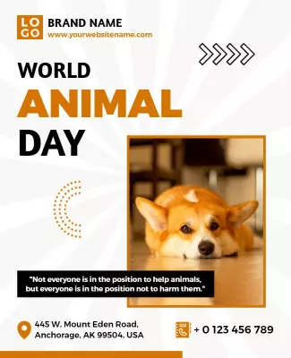 Bright Orange World Animal Day Awareness Poster Template