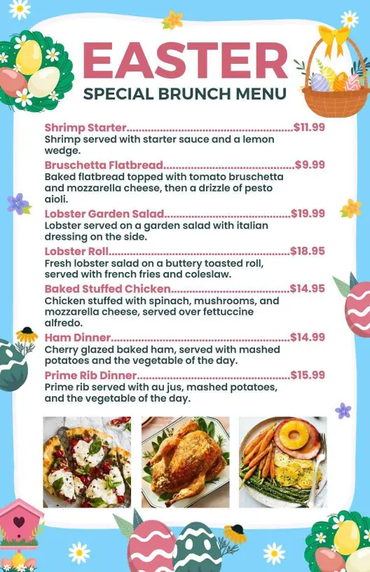 Bright Pastel Easter Celebration Brunch Menu Template