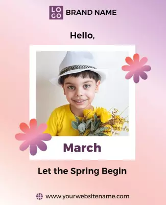 Bright Pastel Spring Greetings for March Poster Template