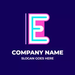 Bright Pink and Blue E Letter Design for Modern Branding Logo Template