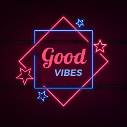 Bright Pink and Blue Neon Design Promoting Good Vibes Logo Template
