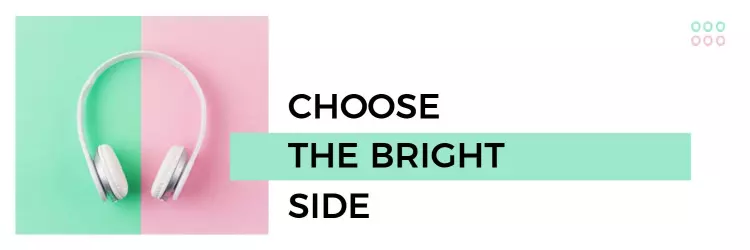 Bright Pink and Mint Headphones Motivational Twitter Banner Template
