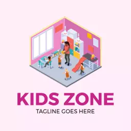 Bright Pink and Playful Design for Kids Zone Logo Template