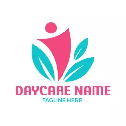 Bright Pink and Teal Design for Creative Daycare Logo Template