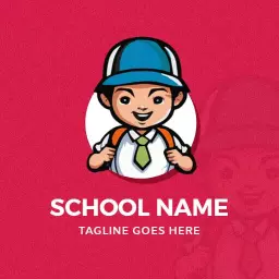 Bright Pink Background with Cheerful Student School Logo Template