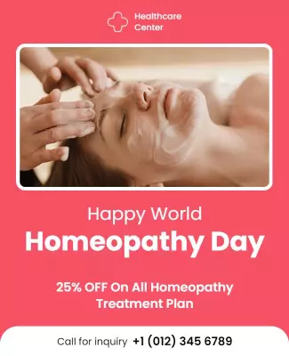 Bright Pink Celebratory Homeopathy Day Discount Poster Template