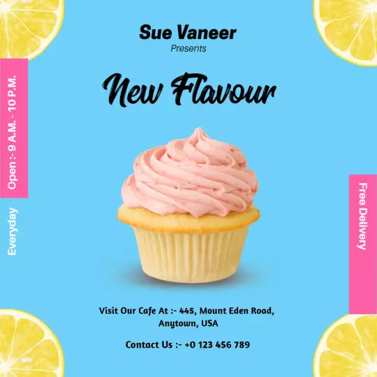 Bright Pink Cupcake Delight Announcement Ad Template