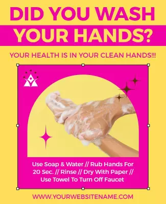 Bright Pink Hand Hygiene Awareness Guide Poster Template