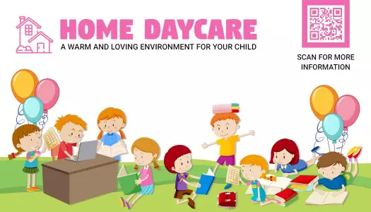 Bright Pink Home Daycare Fun Learning Visiting Card Template