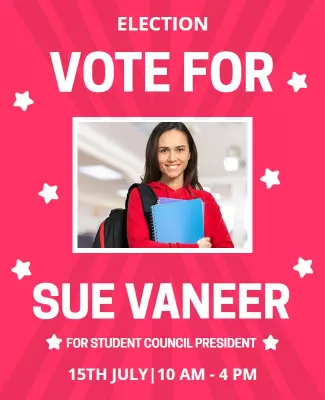 Bright Pink Student Council Election Campaign Poster Template