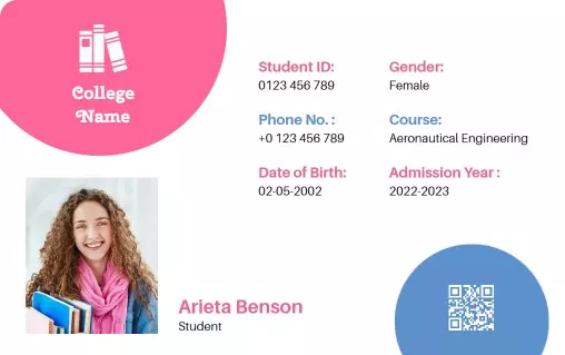 Bright Pink Student Identity Card Template