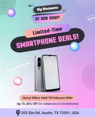 Bright Pop Art Smartphone Deals Promotion Poster Template