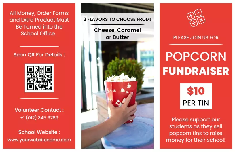Bright Popcorn Fundraiser Flavor Selection Brochure Template