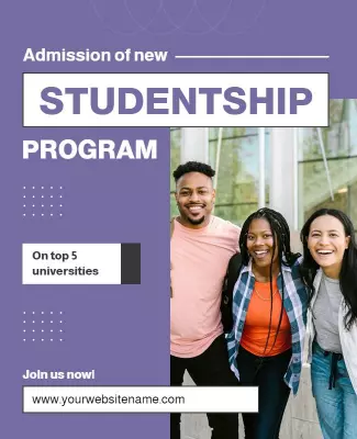 Bright Purple Admission Announcement for Student Program Poster Template