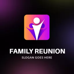 Bright Purple and Orange Design Celebrating Family Connections Logo Template