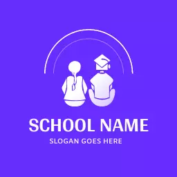 Bright Purple Background Featuring Students in Graduation Caps Logo Template