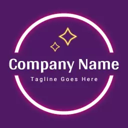 Bright Purple Neon Lights with Elegant Stars Logo Template