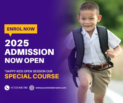 Bright Purple School Admission Open for 2025 Special Course Ad Template