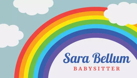 Bright Rainbow Colorful Babysitter Business Card Template