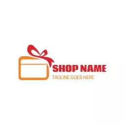 Bright Red and Orange Gift Box Design for Gift Shop Logo Template