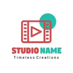Bright Red and Teal Film Reel Design for Entertainment Logo Template