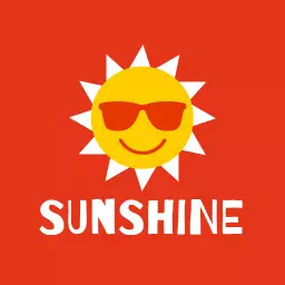 Bright Red Background with Cheerful Sunshine Logo Template