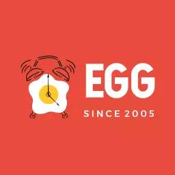 Bright Red Background with Quirky Egg Clock Design Logo Template