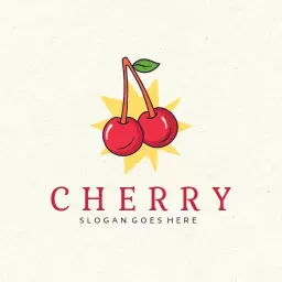 Bright Red Cherry Fruits Representing Fresh Flavor Logo Template