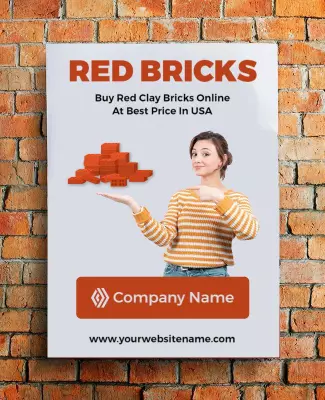 Bright Red Clay Bricks Online Purchase Promotion Poster Template