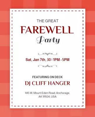 Bright Red Elegant Farewell Party Invitation Poster Template