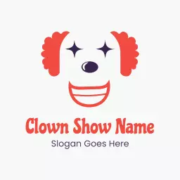 Bright Red Hair and Smile Representing Joyful Clown Logo Template