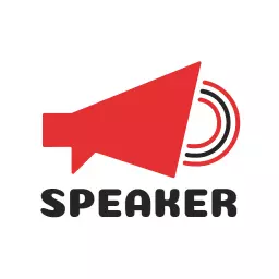 Bright Red Loudspeaker Illustrating Speaker Effectively Logo Template