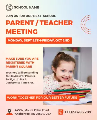 Bright Red Parent-Teacher Meeting Information Poster Template