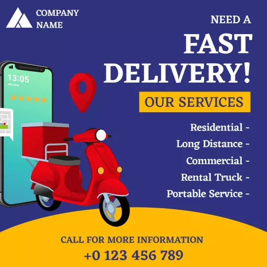 Bright Red Scooter for Fast Delivery Services Promotion Ad Template