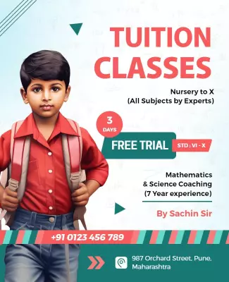 Bright Red Tuition Classes for All Subjects Poster Template